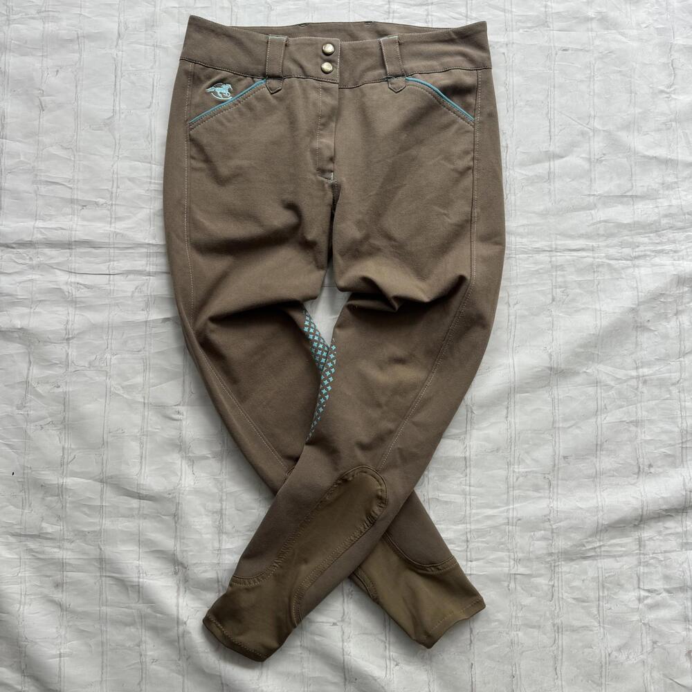 Piper Equestrian Riding Tights Smartpak – Brown with Blue Accents 28 Horse